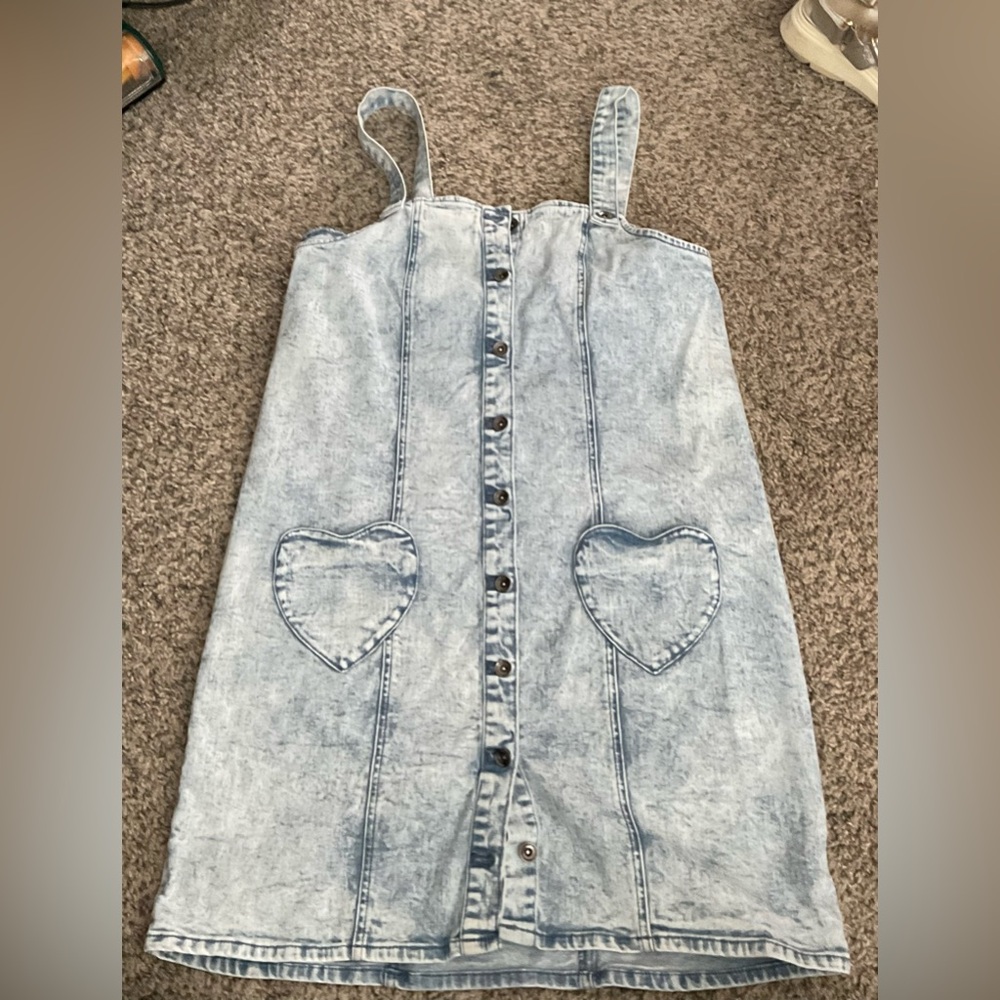 Blackheart women’s white washed denim Spaghetti Strap Sundress. Size Large